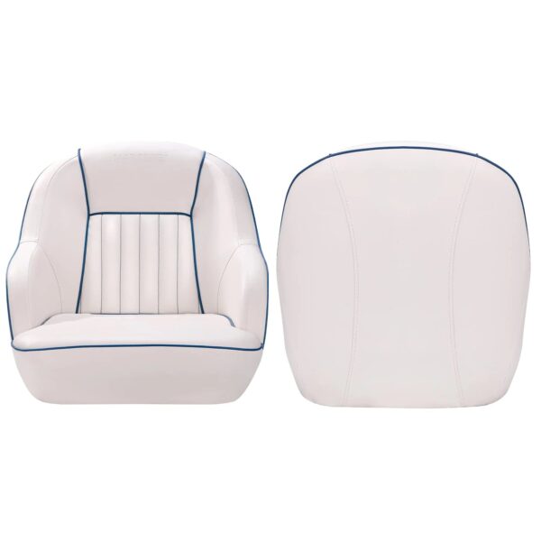 Pontoon Boat Seat, Captains Bucket Boat Seat, Back Folding Boat, Boat Cabin Seating White & Blue