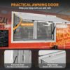 Concession Window 36W x 36H Aluminum Alloy Food Truck Service Window with Sliding Screens & Awning Door, Hydraulic Lift, Locking Mechanism,...