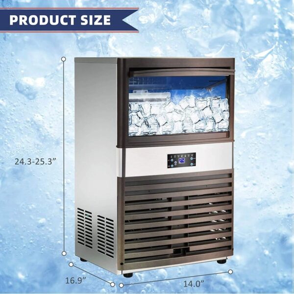 YUTGMasst Commercial Ice 110LBS/24H Stainless Steel Free-Standing Ice Machine Maker Air Cooling Ice