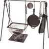Grill Swing Campfire Cooking Stand BBQ Grill With Hooks & Accessories Bag For Outdoor Picnic Cookware & Dutch Ove (Color : Black, Size :...