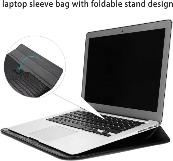 Black Faux Crocodile Laptop Sleeve Case