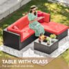 Devoko 5 Pieces Patio Furniture Sets All Weather Outdoor Sectional Patio Sofa Manual Weaving Wicker Rattan Patio Seating Sofas with Cushion and...