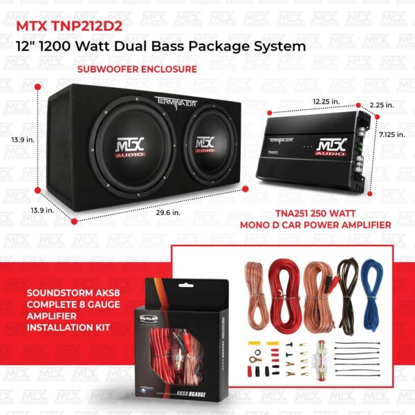 12 1200W Dual Car Subwoofer Package with Amplifier & Installation Kit