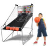 Foldable Indoor Basketball Arcade Game with 4 Balls Electronic Double Shot LED Scoring System for Kids Adults