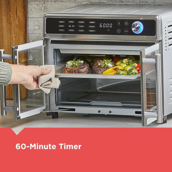 Crisp 'N Bake Air Fryer Toaster Oven Combo, 12 in 1 Countertop Convection Oven Cooks Food Fast, Fits a Whole Pizza or 6 Toast Slices, French Doors...