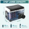 12 Volt Refrigerator, 53QT(50L) Electric Cooler, Portable Freezer 12V/24V DC 110-240V AC, 12V Fridge -4 ~68 , 12V Cooler with Wheels & 2 Baskets...