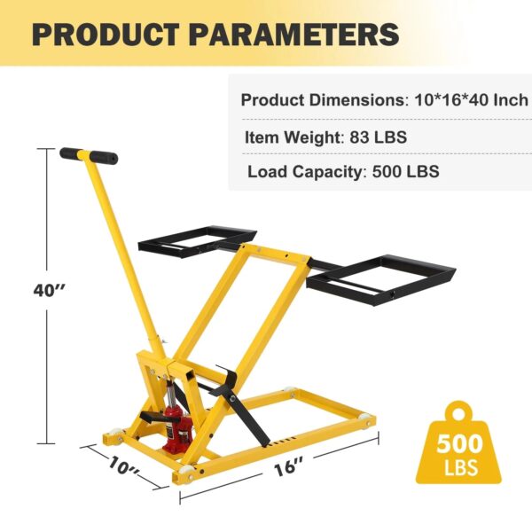 Lawn Mower Lift with Hydraulic Jack, 26 Inches Lawn Mower Lift, Welded Solid Steel Construction, Weight Capacity 500 LBS, for Riding Lawn Mowers...