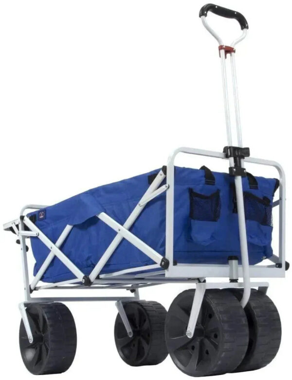 All Terrain Beach Wagon with Side Table|Heavy Duty Collapsible Folding Cart with Large Wheels for Beach Day, Picnic, Camping, Outdoor Activities |...