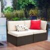 Devoko 5 Pieces Patio Furniture Sets All Weather Outdoor Sectional Patio Sofa Manual Weaving Wicker Rattan Patio Seating Sofas with Cushion and...
