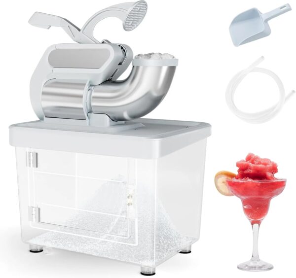 660-pound-per-hour commercial ice cube crusher, 300-watt ETL-certified electric ice cone machine, equipped with double blades, safety on/off...