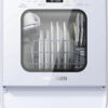 Desktop dishwasher set, double-layer shelf design, portable dishwasher, built-in 5-liter water tank, 3 spray arms, 12-hour delay start, no need to...