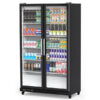 Commercial Refrigerator, Glass Door with LED Lighting Upright Beverage Display Cooler for Home, Store, Gym, or Office, Featuring Double Swing...