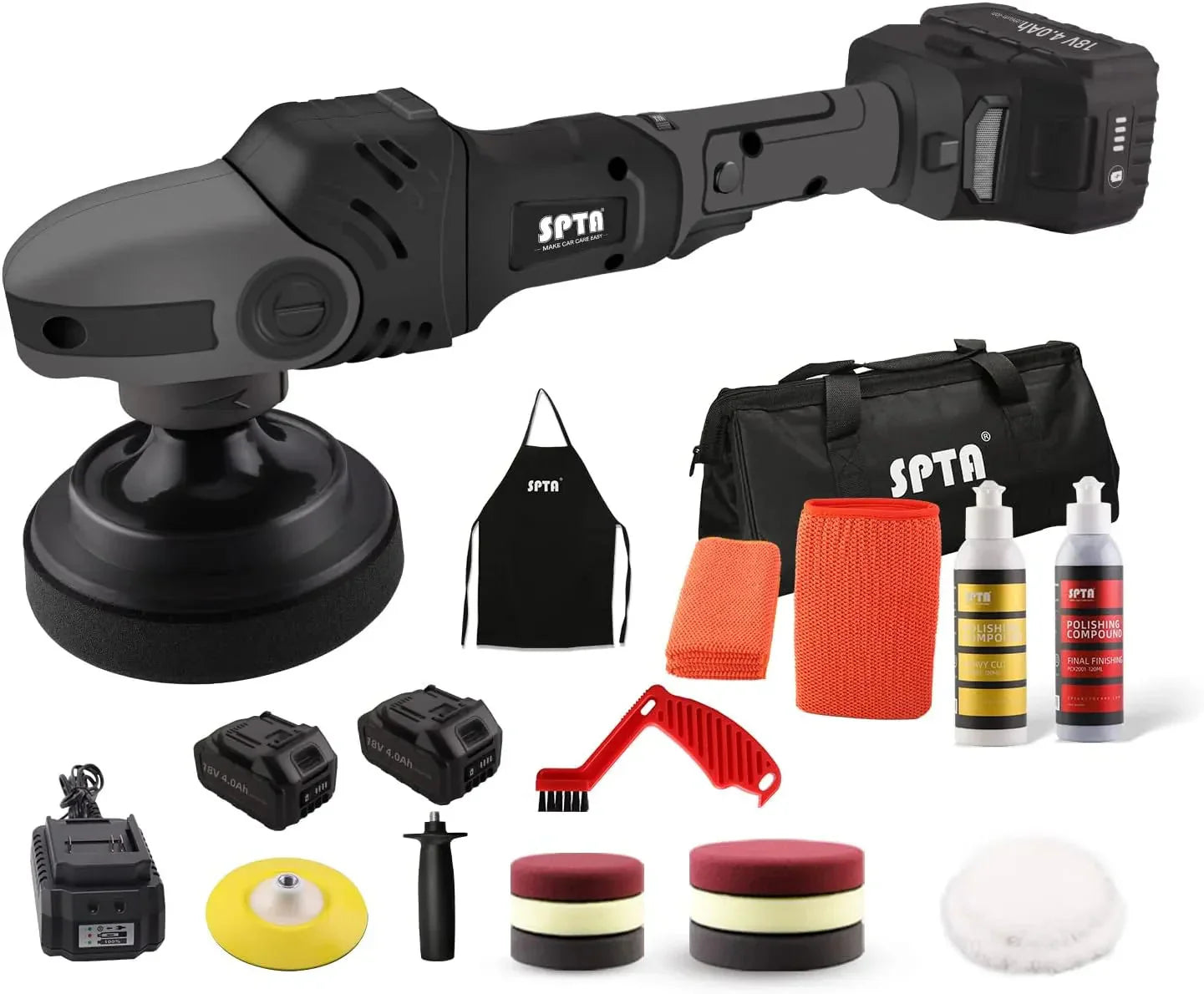 0baf171ad17024d79a9ba5e14c251706c49a2314151402a5be80a2f86fecf70e 18V Cordless Car Polisher, 15mm Orbit 2000-4800 OPM Portable Buffer Polisher with 7 Variable Speed 2Pcs 4.0Ah Battery, 6 Sponge Pads,2 Wool Pad,...