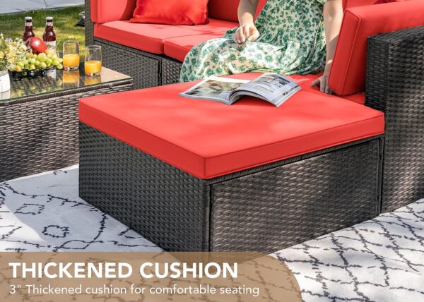 Devoko 5 Pieces Patio Furniture Sets All Weather Outdoor Sectional Patio Sofa Manual Weaving Wicker Rattan Patio Seating Sofas with Cushion and...