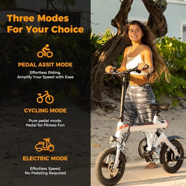 EB3 Electric Bike Adults 21mph, 500W Peak Motor, 270Wh Battery, Rear Suspension, 3 Levels Assist, 14" Folding Ebike for Adults and Teens, Complies...