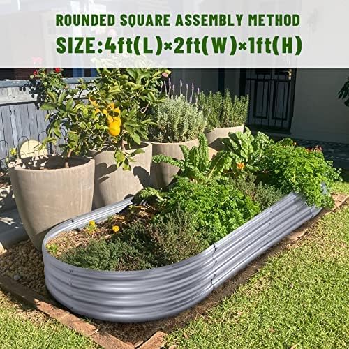2Pcs Galvanized Raised Garden Bed Kit, 10 4 1ft Galvanized Planter Raised Garden Boxes Outdoor, Oval Large Metal Raised Garden Beds for Vegetables