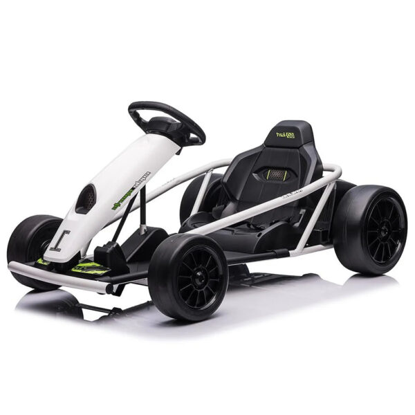 24V Go Kart for Kids 8-12, 300W*2 Motors, 9Ah Battery, 8MPH Speed, Music, Horn, 175lbs Max Load White