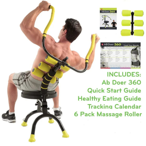 AB Doer 360 Fitness System with 6 Pack Back Roller Provides an Abdominal and Total Body Workout with Aerobics to Burn Calories and Work Muscles...