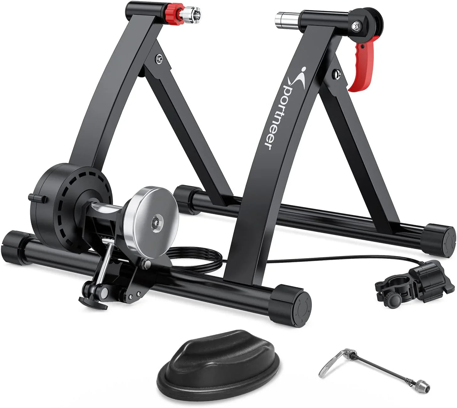 0ff34ef1621e12cf39c6fbdd0900fe15c088d703121dbb39051b99d55cea5485 Bike Trainer Stand Indoor Riding - Sportneer Magnetic Stationary Bicycle Exercise Stand with Noise Reduction Wheel, 6 Resistance Adjustable