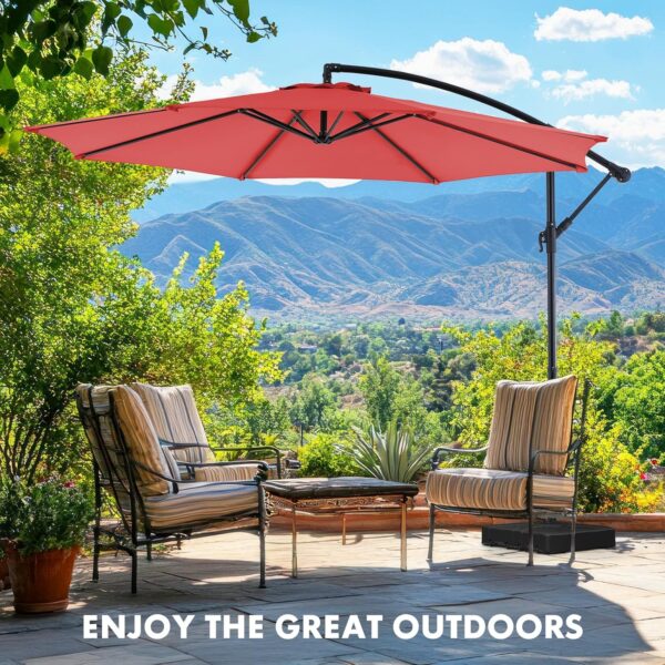 9.8FT Offset Patio Umbrella Hanging Cantilever Umbrella Outdoor Sun Shade with Easy Tilt Adjustment, 8 Ribs, UV Protection for Backyard, Lawn,...