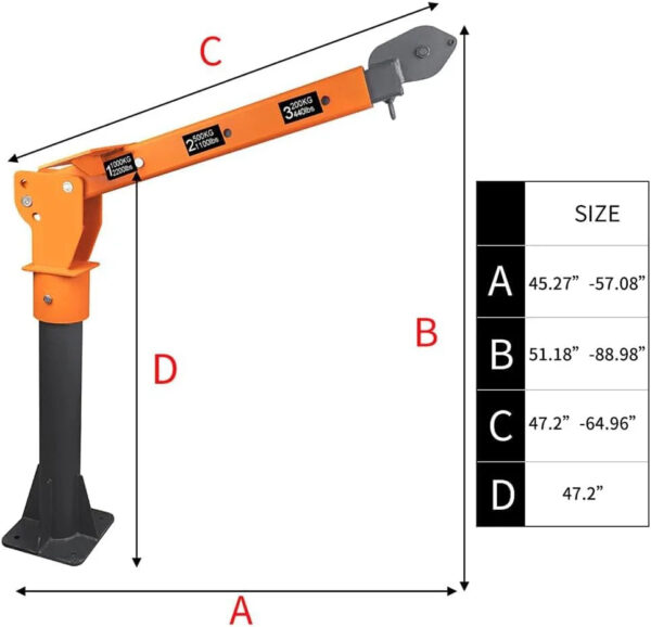 1100lb Folding Dismountable Household Hoist Truck Crane with Electric Hoist (110V) 880lb Pulling Force, Jib Cranes for Factory, Warehouse,...