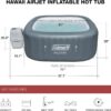 4 to 6 Person Inflatable Hot Tub Square Portable Outdoor Spa with 114 Soothing AirJets and Insulated Cover, Gray-Coleman