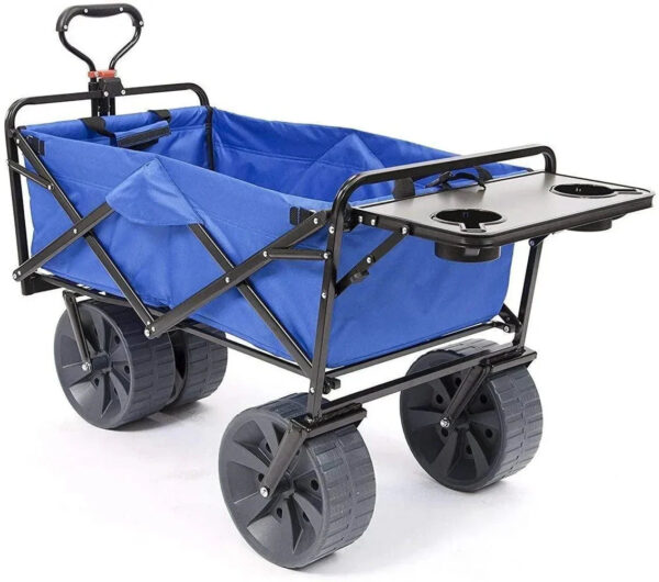 All Terrain Beach Wagon with Side Table|Heavy Duty Collapsible Folding Cart with Large Wheels for Beach Day, Picnic, Camping, Outdoor Activities |...