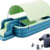 Ergocar Inflatable Swimming Pool with Water Slide, Inflatable Slide Water Pool with Awning, Inflatable Mega Bouncy Castle Water Park, Swim Centre...