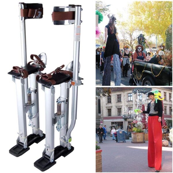 24-40 Adjustable Aluminum Drywall Stilts 227Lbs Load Capacity 3-Position Heel Bracket Dual Action Springs for Painting Taping or Cleaning Silver...