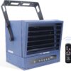 Electric vehicle garage heater, 7500-watt digital display fan-driven ceiling-mounted work area heater, featuring full-function remote control,...