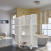 ECOMEX Room Divider 4 Panel, White with Shelves, Wall Dividers and Folding Privacy Screens