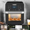 Nuwave Brio Air Fryer Oven, 15.5Qt X Large Family Size, SS Rotisserie Basket &Skewer Kit, Reversible Ultra Non Stick Grill/Griddle Plate, Powerful...