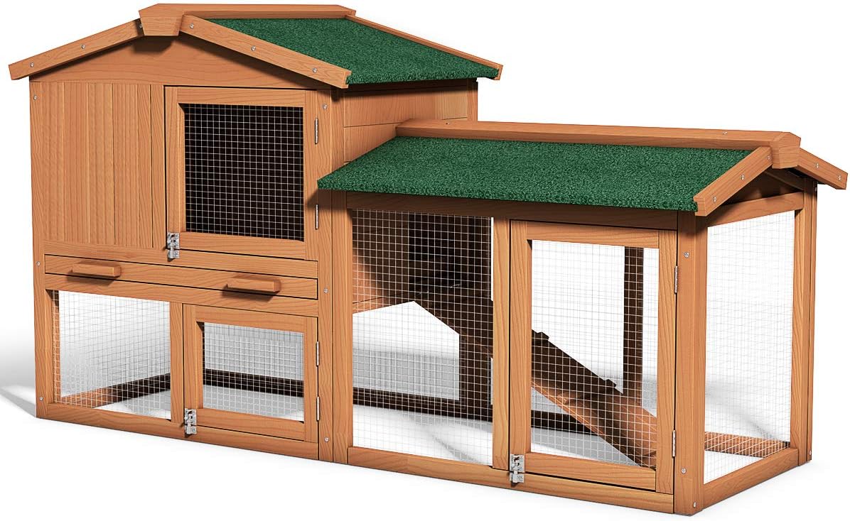 203455abd923ab6ef1838ef8cc08a7ab3033de7e108af2fe38b60cae5a41ff1e Large chicken coop, wooden hen house, outdoor backyard rabbit cage with ventilation door, detachable tray and slope, chicken nesting box (58...