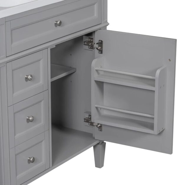 36" Bathroom Vanity with Single Sink Combo, Modern Undermount Bathroom Sink Cabinet with 2 Drawers and a Tip-Out Drawer, Freestanding Bathroom...