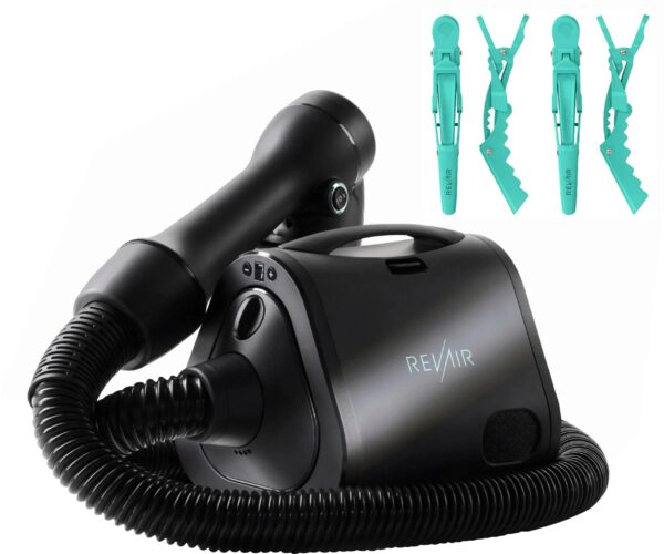 Reverse-Air Hair Dryer with Hair Clips Black