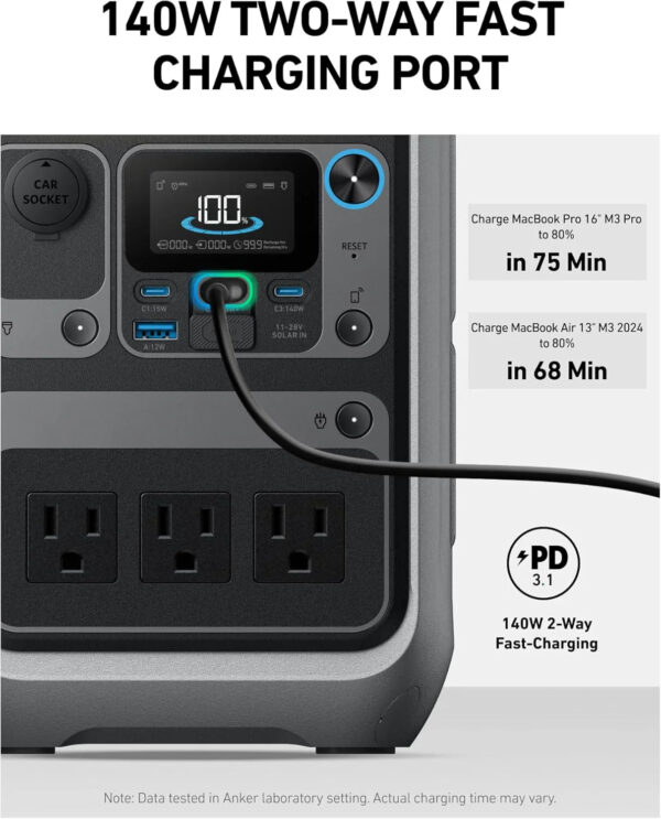 Anker Solar Generator SOLIX C300 with 60W Solar Panel, 288Wh Portable Power Station, 300W (600W Surge), LiFePO4 Battery, 140W Two-Way Fast...