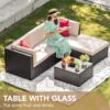 Devoko 5 Pieces Patio Furniture Sets All Weather Outdoor Sectional Patio Sofa Manual Weaving Wicker Rattan Patio Seating Sofas with Cushion and...