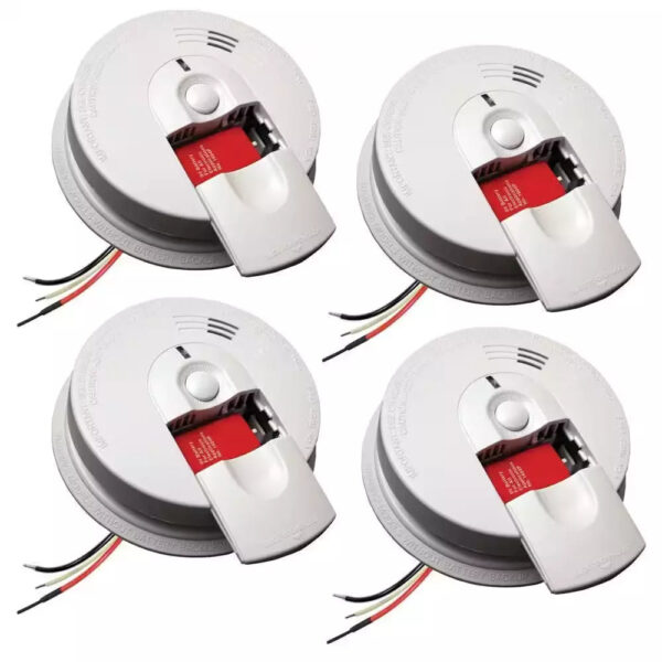 Pack Hardwired Smoke Alarm with Ionization Sensor, 120V AC, 9V Battery Backup