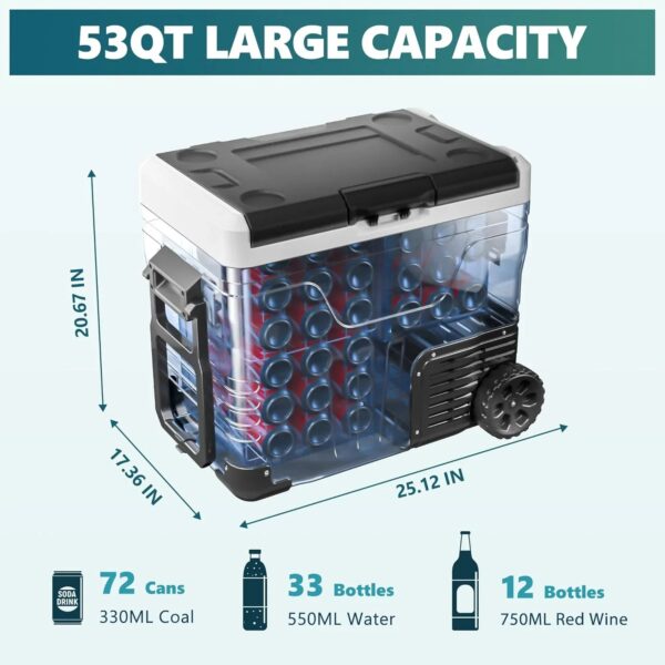EUHOMY 12 Volt Refrigerator, 37QT(35L) Electric Cooler, Portable Freezer 12V/24V DC 110-240V AC, 12V Fridge -4 ~68 , 12V Cooler with Wheels & 2...
