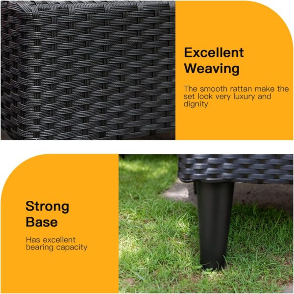 FDW Patio Furniture Set 4 Pieces Outdoor Rattan Chair Wicker Sofa Garden Conversation Bistro Sets for Yard,Pool or Backyard