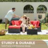 Devoko 5 Pieces Patio Furniture Sets All Weather Outdoor Sectional Patio Sofa Manual Weaving Wicker Rattan Patio Seating Sofas with Cushion and...