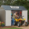 Rubbermaid Resin Outdoor Storage Shed With Floor (7 x 7 Ft) Weather Resistant Gray Organization for Home/Backyard/Garden Tools/Lawn Mower/Bike...