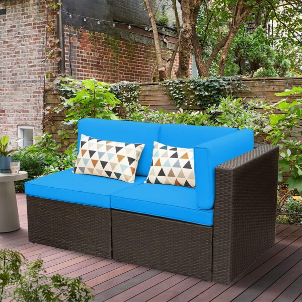 Devoko 5 Pieces Patio Furniture Sets All Weather Outdoor Sectional Patio Sofa Manual Weaving Wicker Rattan Patio Seating Sofas with Cushion and...
