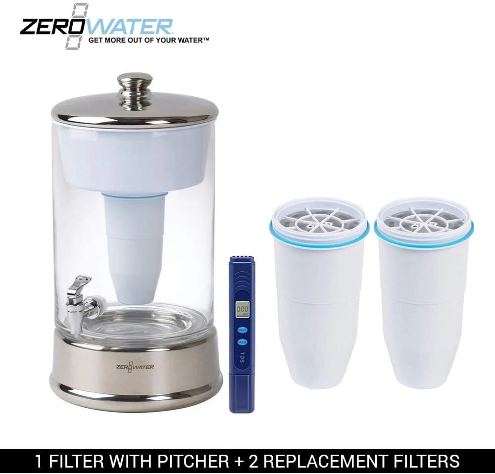29ef90df9838fc1bb6e6ced0fd254802eaaae96d6d0fedb3090321bc09335f48 40 Cup Ready-Pour Glass Dispenser BPA-Free with Free Water Quality Meter NSF Certified