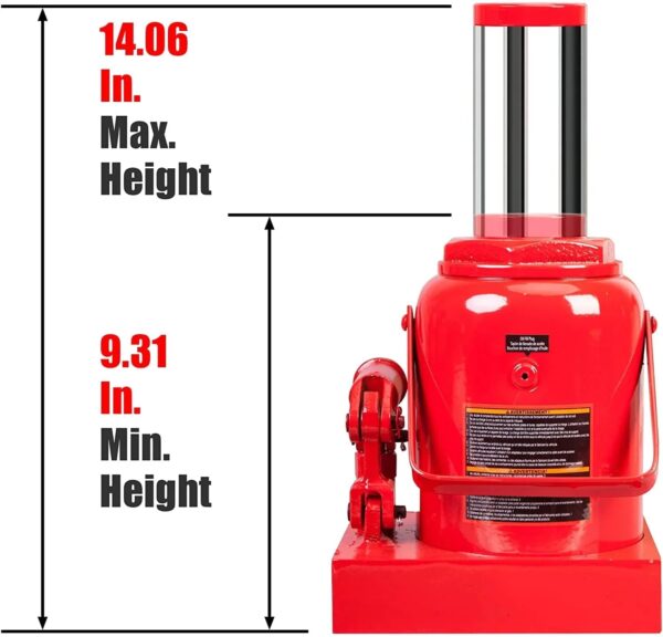 BIG RED 50 Ton Low Profile Hydraulic Bottle Jack Welded Construction for Automotive & Heavy Lifting