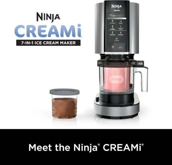 Ninja NC301 CREAMi Ice Cream Maker, for Gelato, Mix-ins, Milkshakes, Sorbet, Smoothie Bowls & More, 7 One-Touch Programs, with (2) Pint Containers...