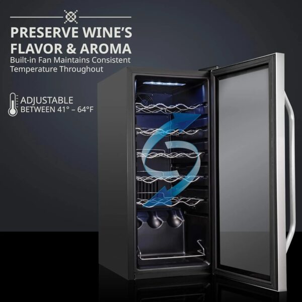18 Bottle Compressor Wine Cooler Refrigerator w/Lock, Large Freestanding Wine Cellar For Red, White, Champagne or Sparkling Wine, 41f-64f Digital...