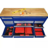 Husky 72 in. 18-Drawer Mobile Workbench with Solid Wood Top in Gloss Blue