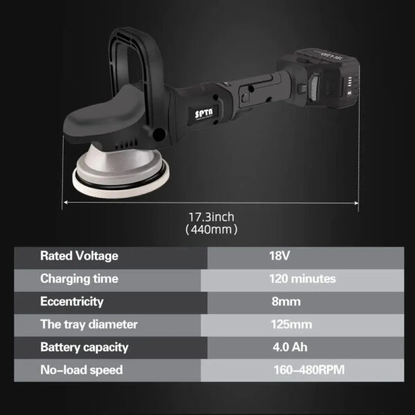 18V Cordless Car Polisher, 15mm Orbit 2000-4800 OPM Portable Buffer Polisher with 7 Variable Speed 2Pcs 4.0Ah Battery, 6 Sponge Pads,2 Wool Pad,...