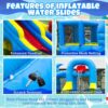 11-in-1 Inflatable Water Slide & Dolphin Bounce House w/2 Long Slides, 19.7 Ft x 13.1 Ft Extra Large Waterslide Climbing Wall w/Small Deeper...